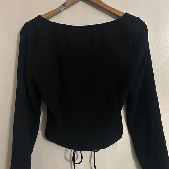 ZARA Ruched Front Cut-Out Top – Black, Size S (NWT) - Picture 8 of 9